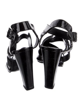 Hermès Patent Leather Cutout Accent Gladiator Sandals