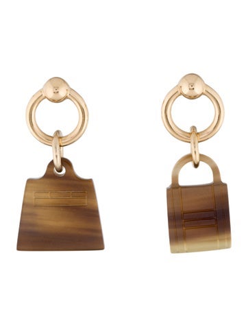 Hermès Drop Horn Amulette Maroquinier Earrings