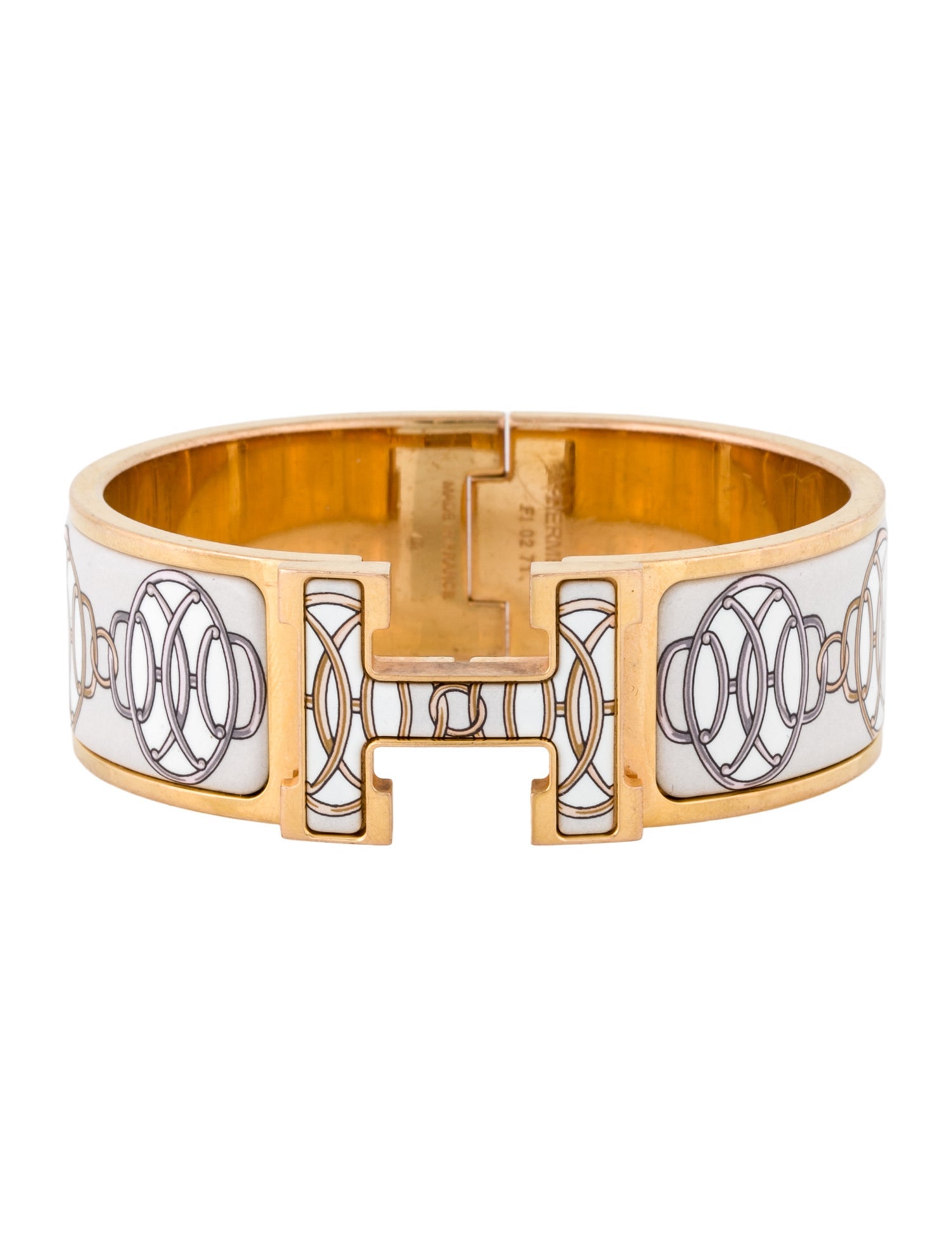 Hermès Lizard Olympe Cuff - Black, 18K Yellow Gold-Plated