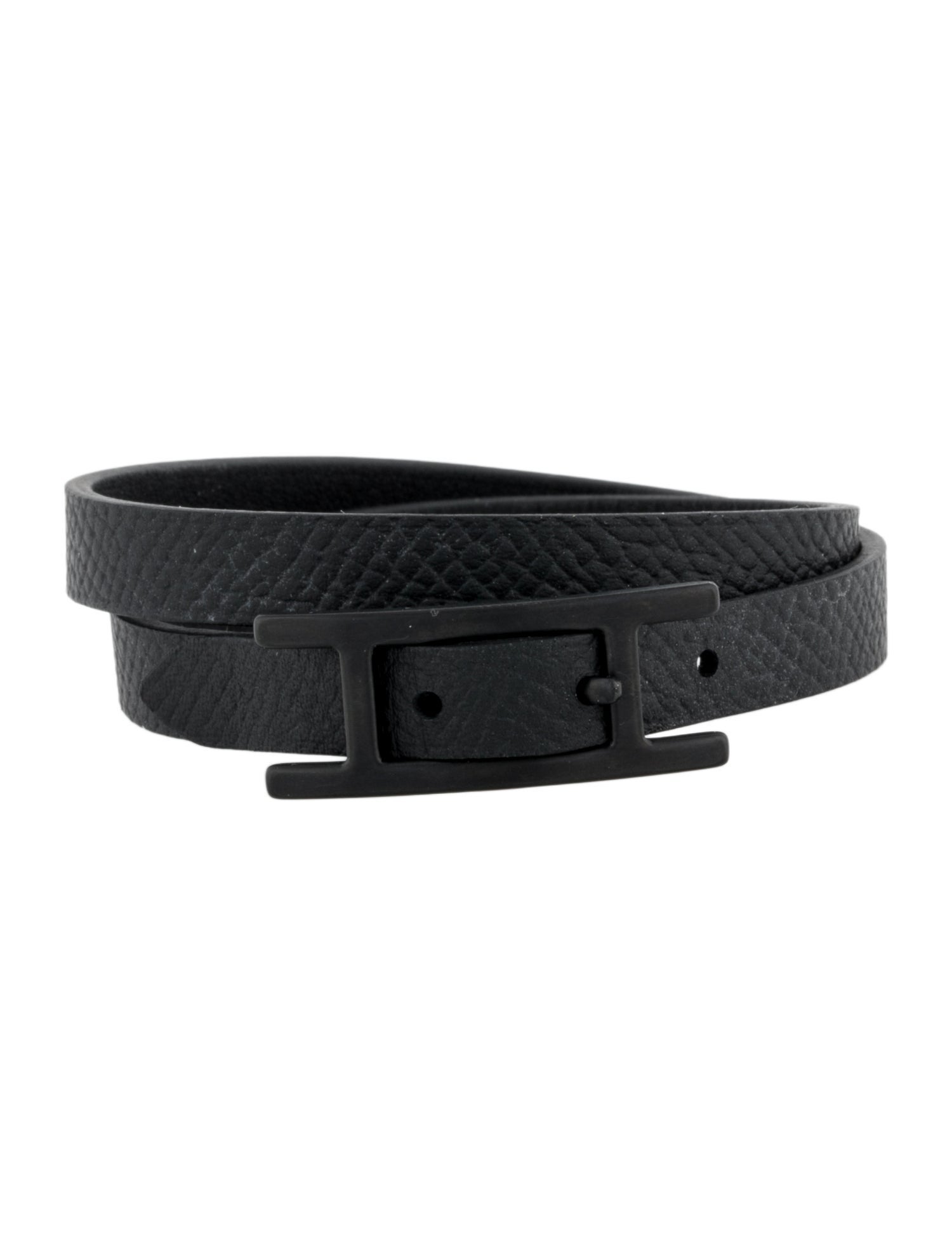 Hermès Leather Behapi Double Tour Wrap Bracelet
