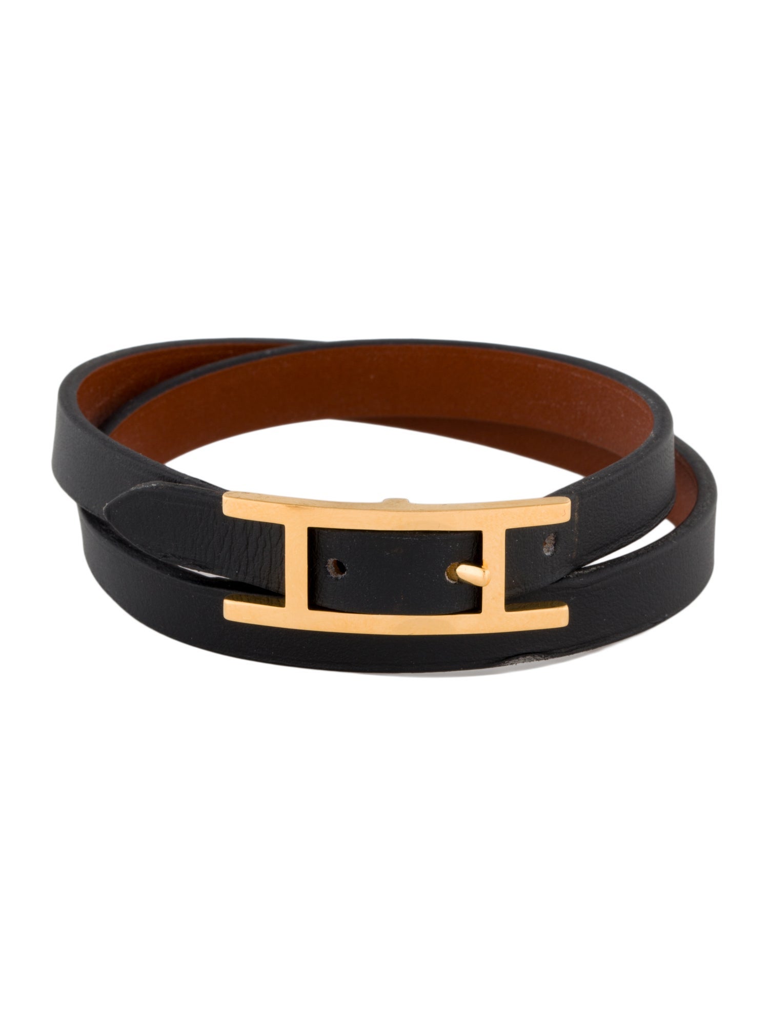 Hermès Leather Behapi Double Tour Wrap Bracelet