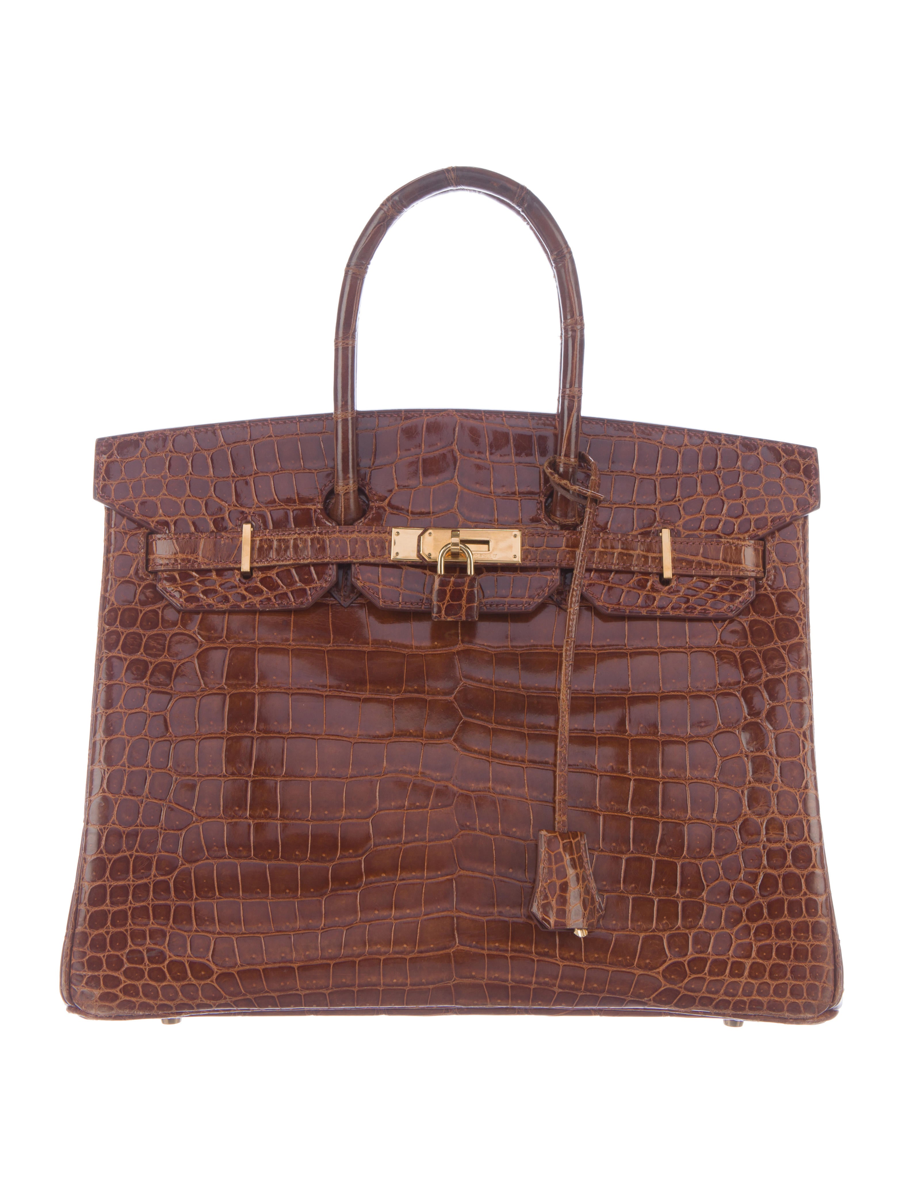 Hermès Shiny Porosus Crocodile Birkin 35 Handle Bags, Handbags The
