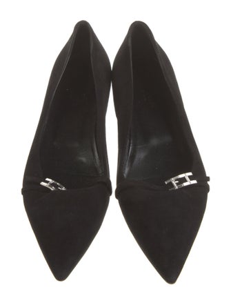 Hermès Suede Crystal Embellishments Flats