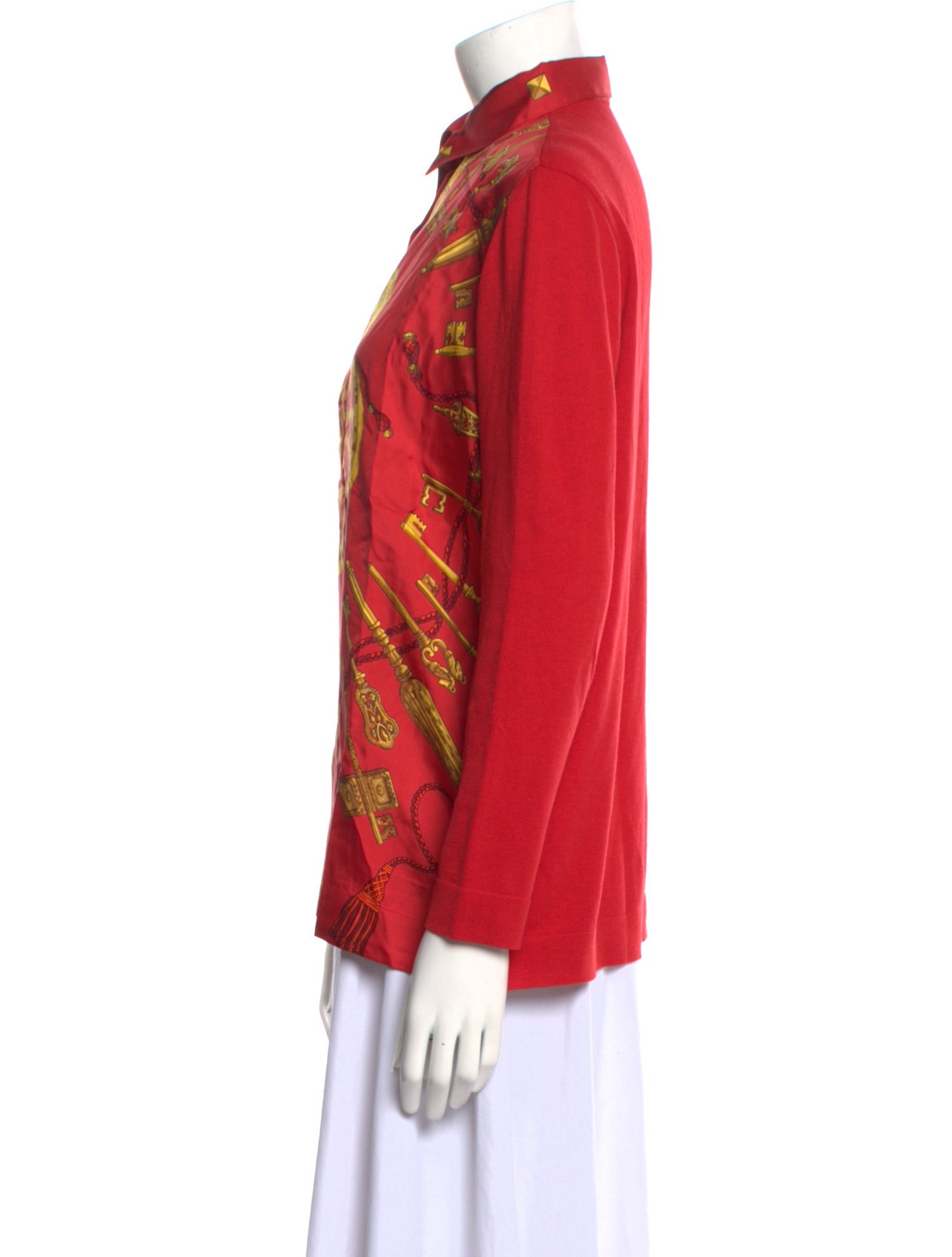 Hermès Silk Printed Button-Up Top