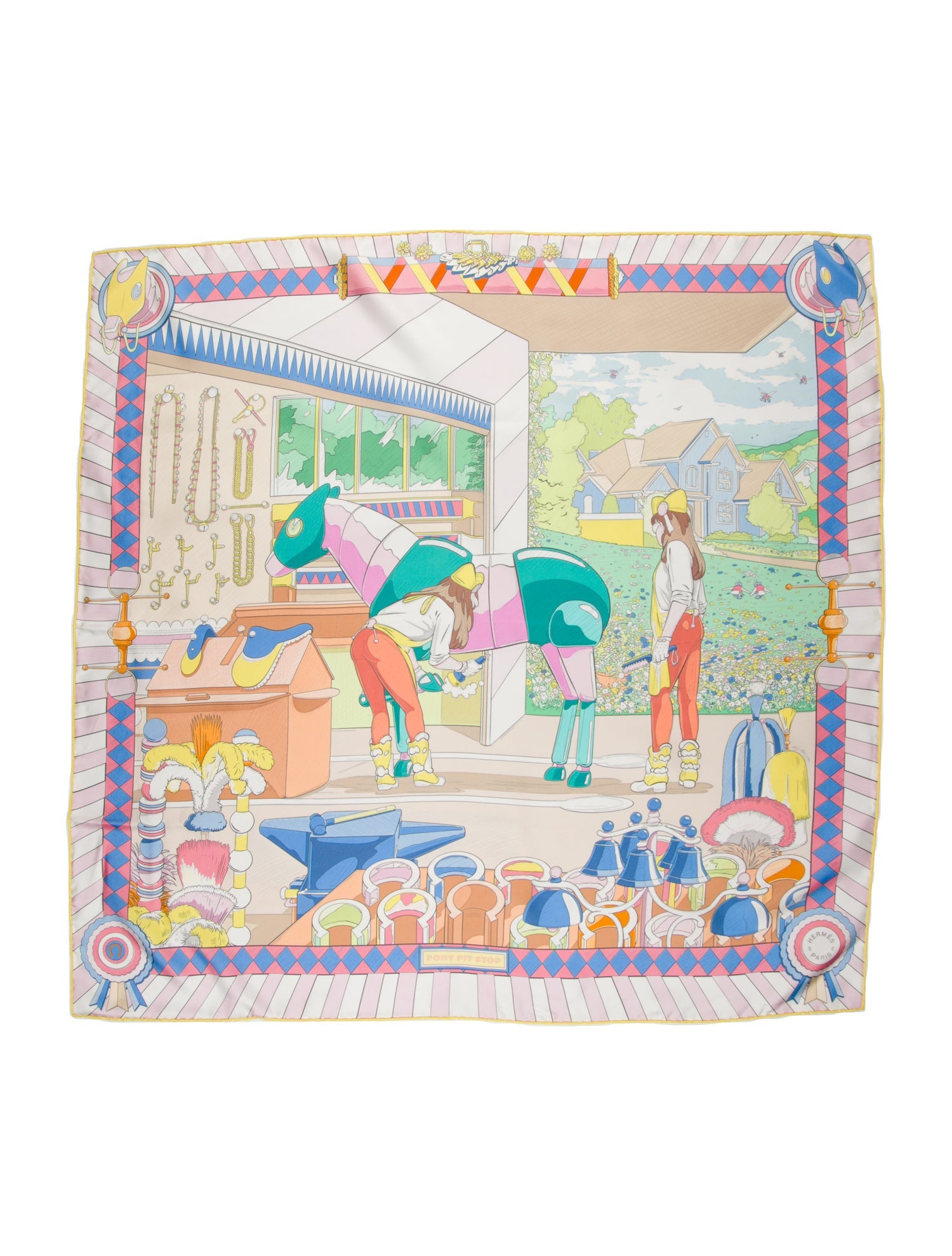 新品未使用　HERMES TIED UP IN KNOTS カレ70 エルメス カレ70 TIEQ UP IN KNOTS スカーフ シルク ピンク シワ