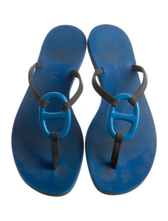 Hermès Kala Nera Chaîne d'Ancre Insignia Flip Flops