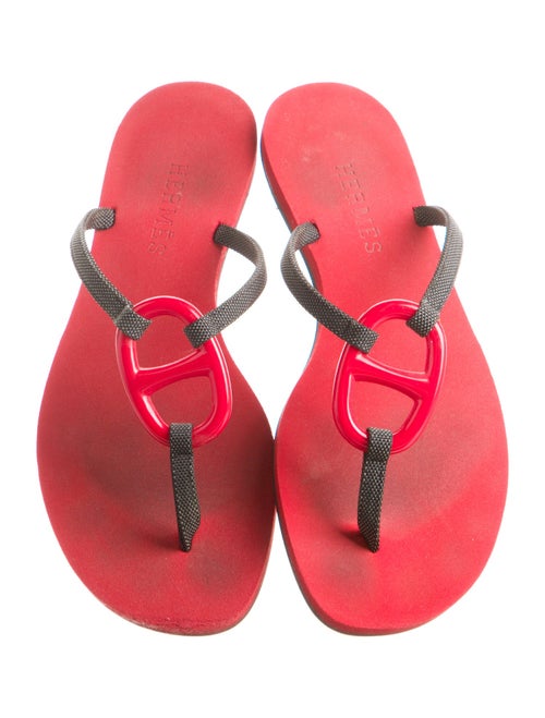 Hermès Kala Nera Chain-Link Accent Flip Flops