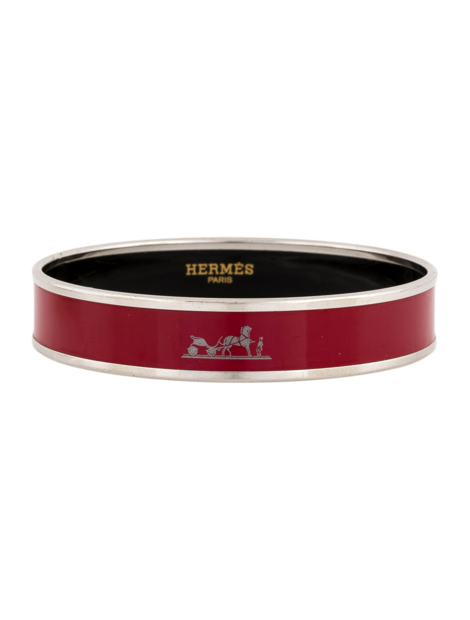 Hermès Caléche Narrow Enamel Bangle Bracelet