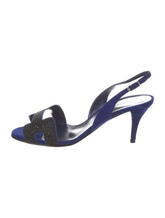 Hermès Night 70 Suede Slingback Sandals