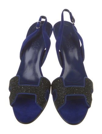 Hermès Night 70 Suede Slingback Sandals