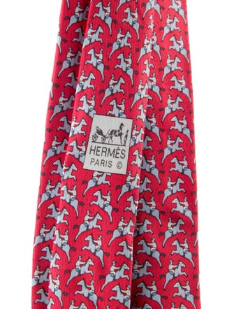 Hermès red pattern print tie