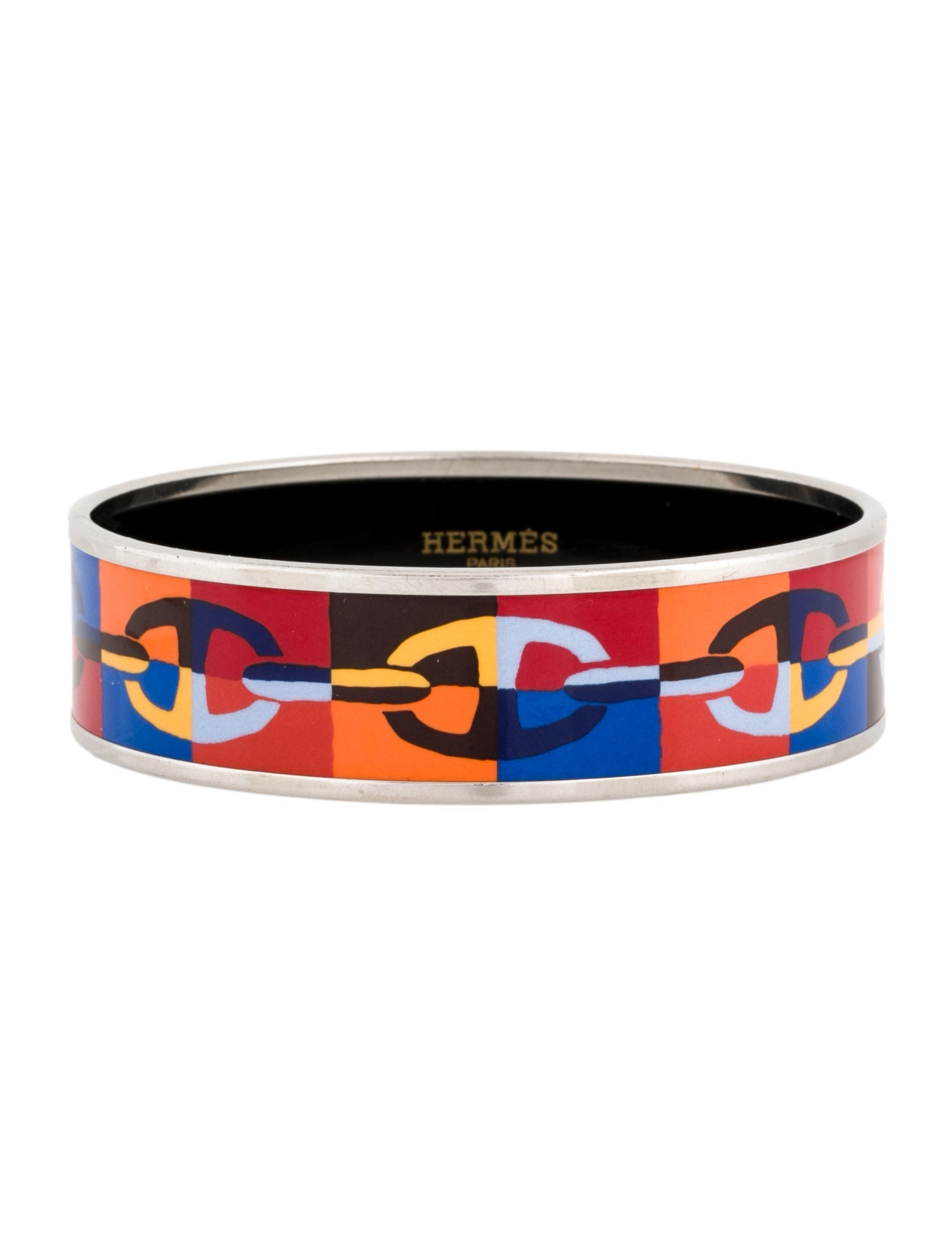 Hermès Wide Enamel Optique Chaine d’Ancre Bangle Bracelet