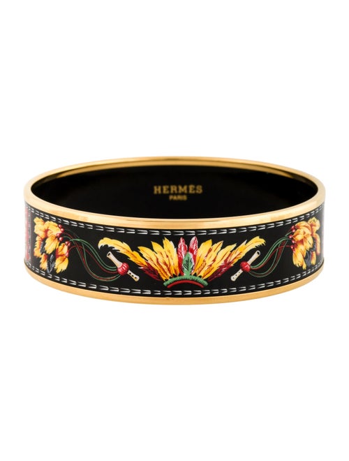 Hermès Wide Enamel Bangle Bracelet