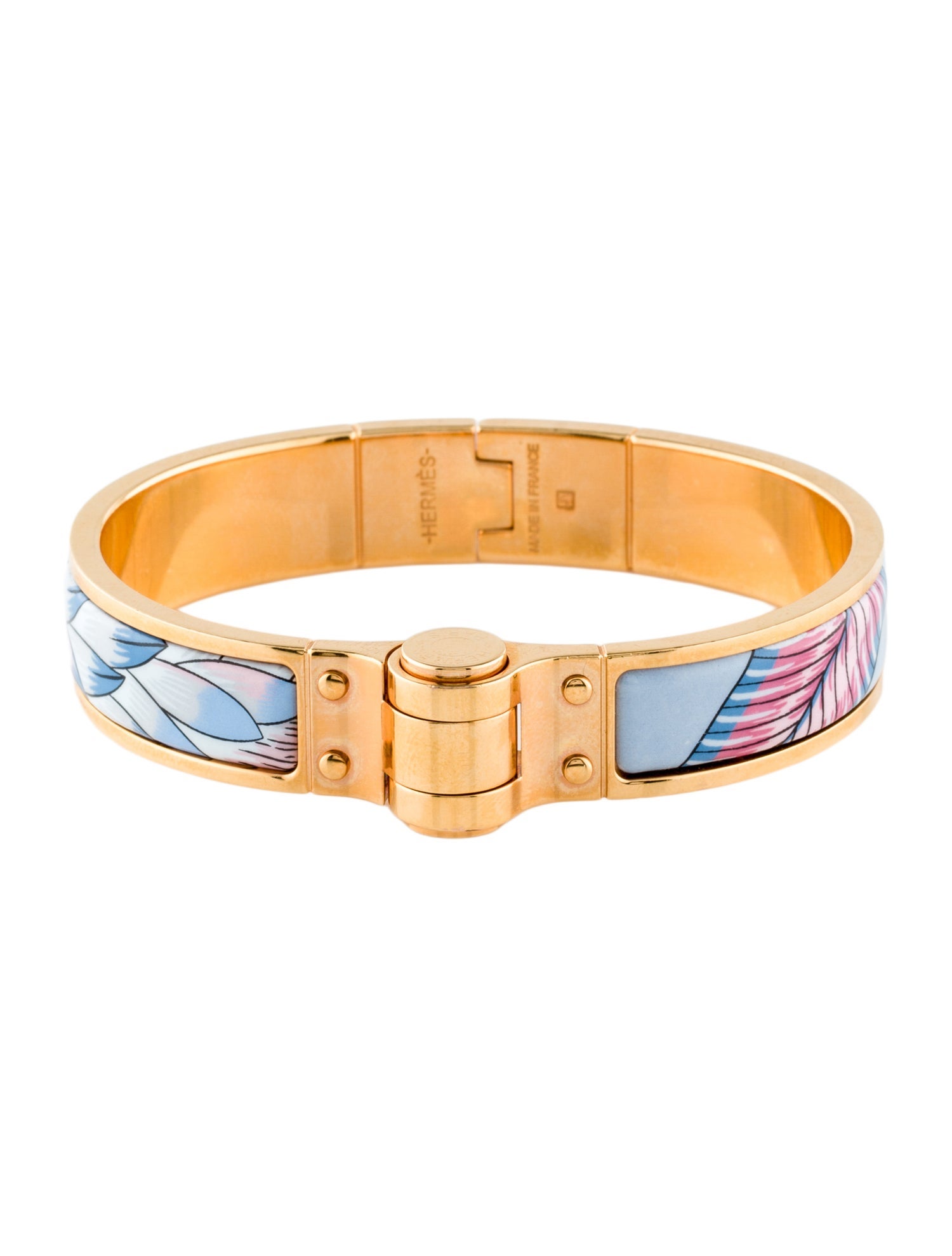 Hermès Enamel Savana Dance Narrow Hinged Bangle