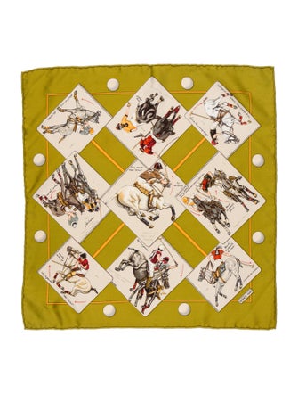 Hermès Le Monde du Polo Silk Pocket Square