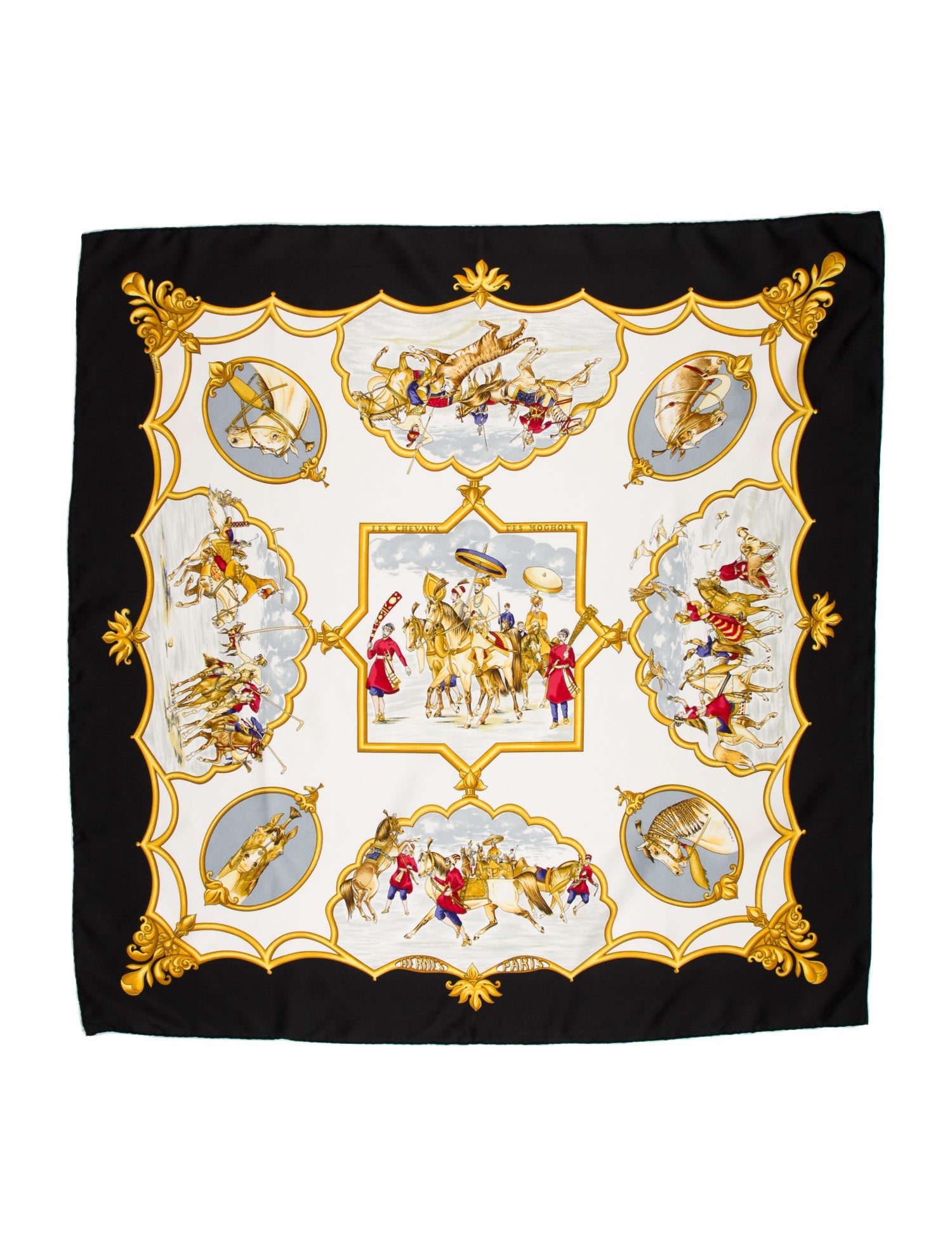 Hermès Les Chevaux des Moghols Silk Scarf