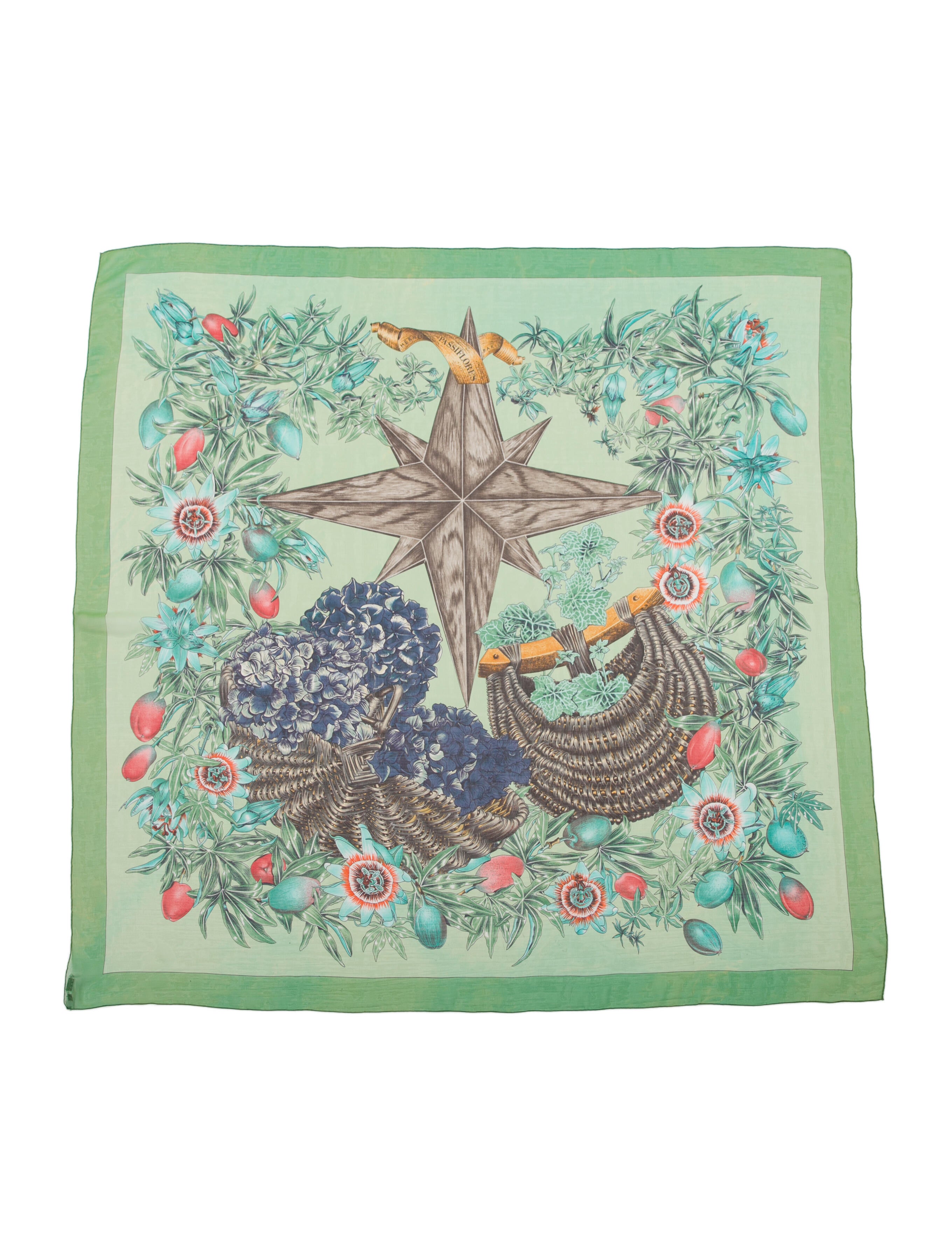 Hermès Passiflores Mousseline Silk Shawl