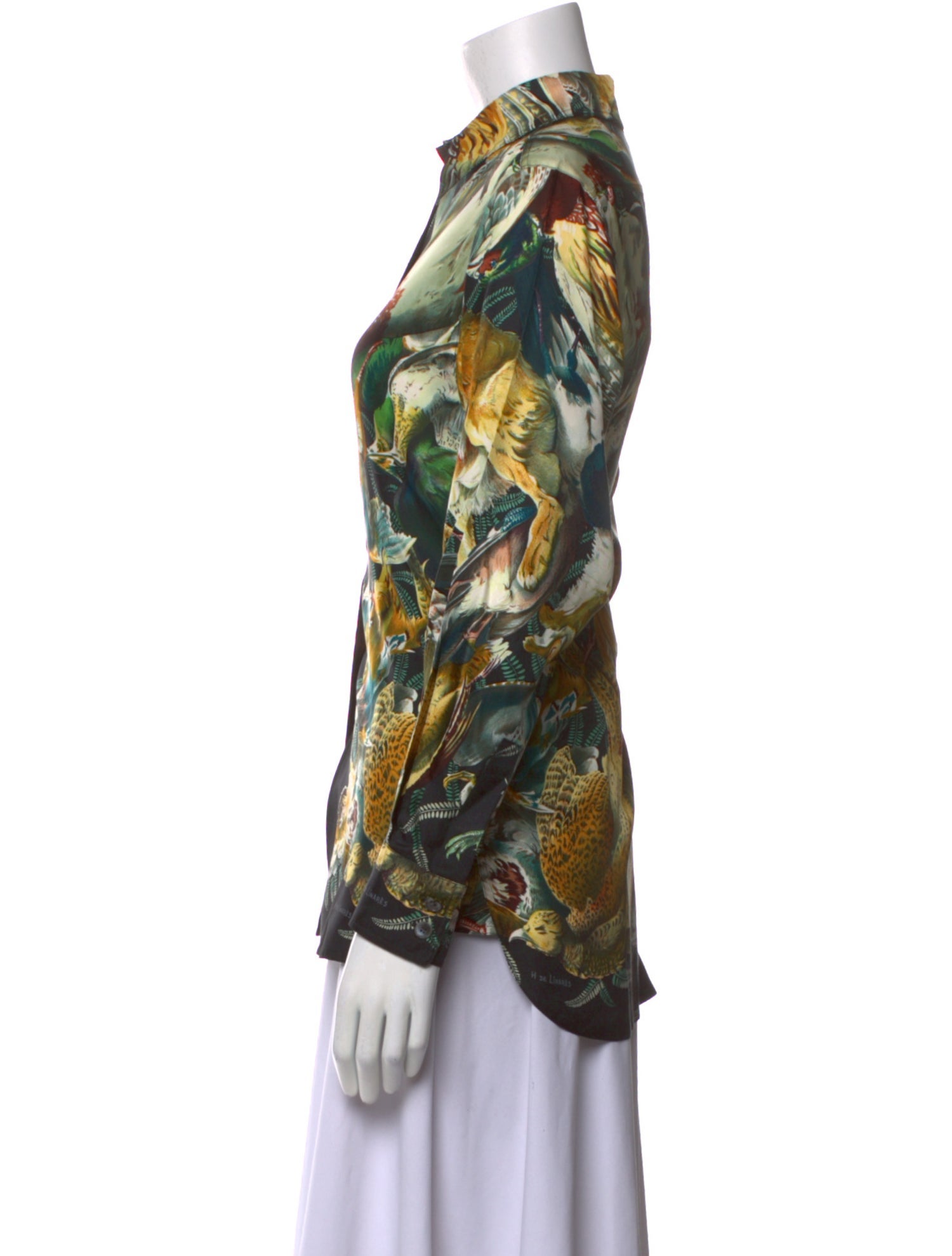 Hermès Silk Printed Button-Up Top