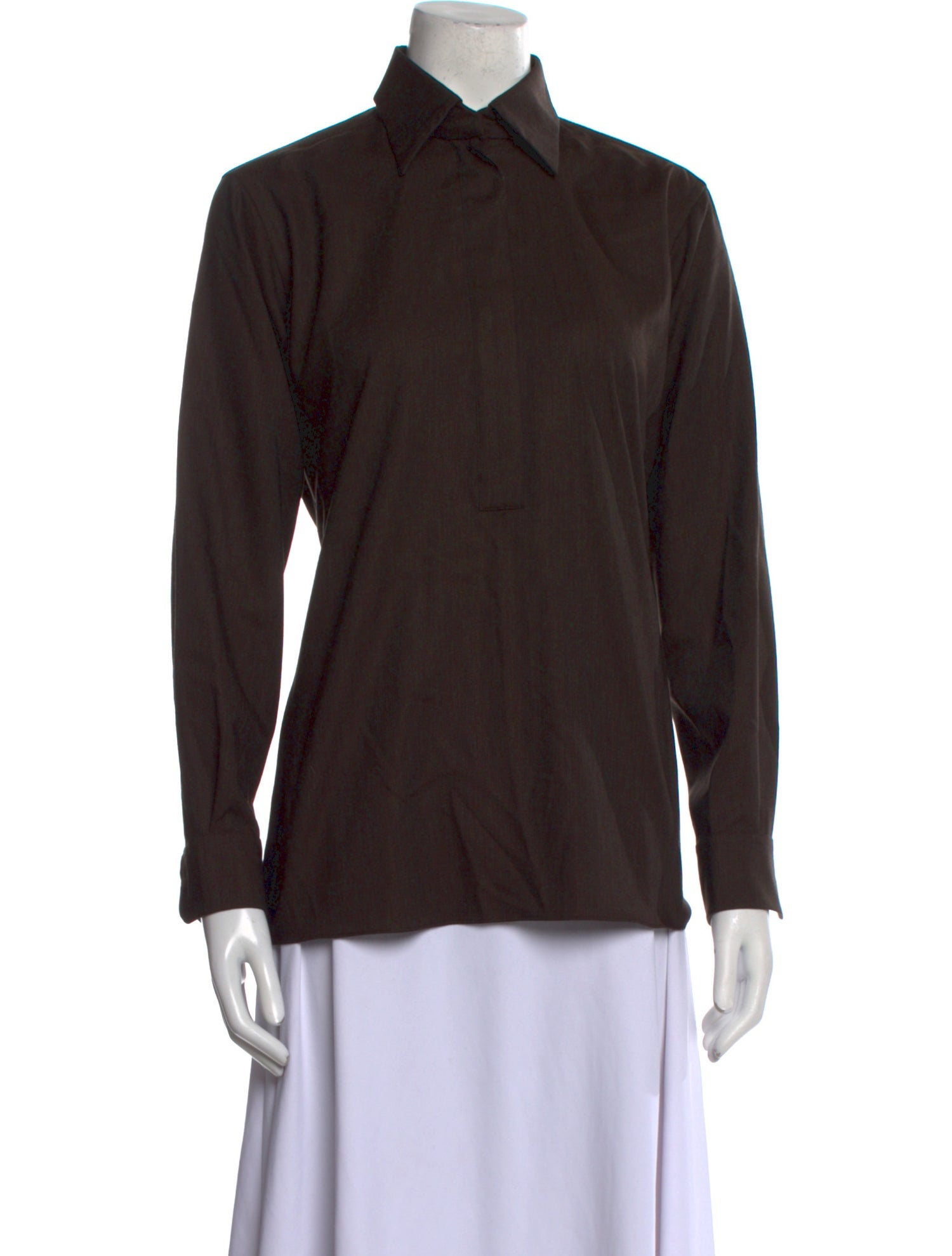 Hermès Cashmere Long Sleeve Button-Up Top