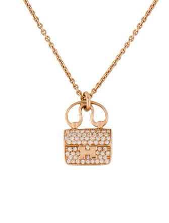 Hermès 18K Diamond Amulettes Constance Pendant Necklace