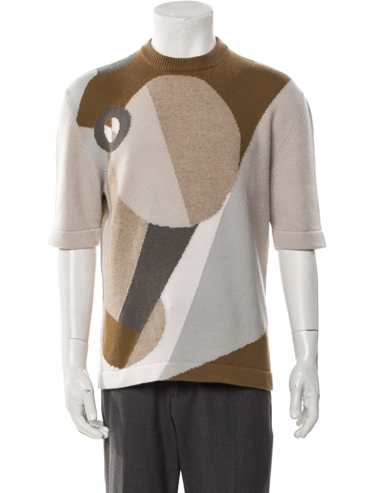 Hermès Cashmere Colorblock Pattern Polo Sweater