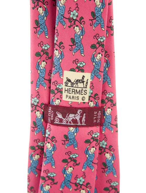 Hermès Pattern Print Silk Tie