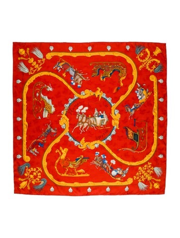 Hermès Scarves and Shawls Plumes Et Grelots Jacquard Silk Scarf 90cm