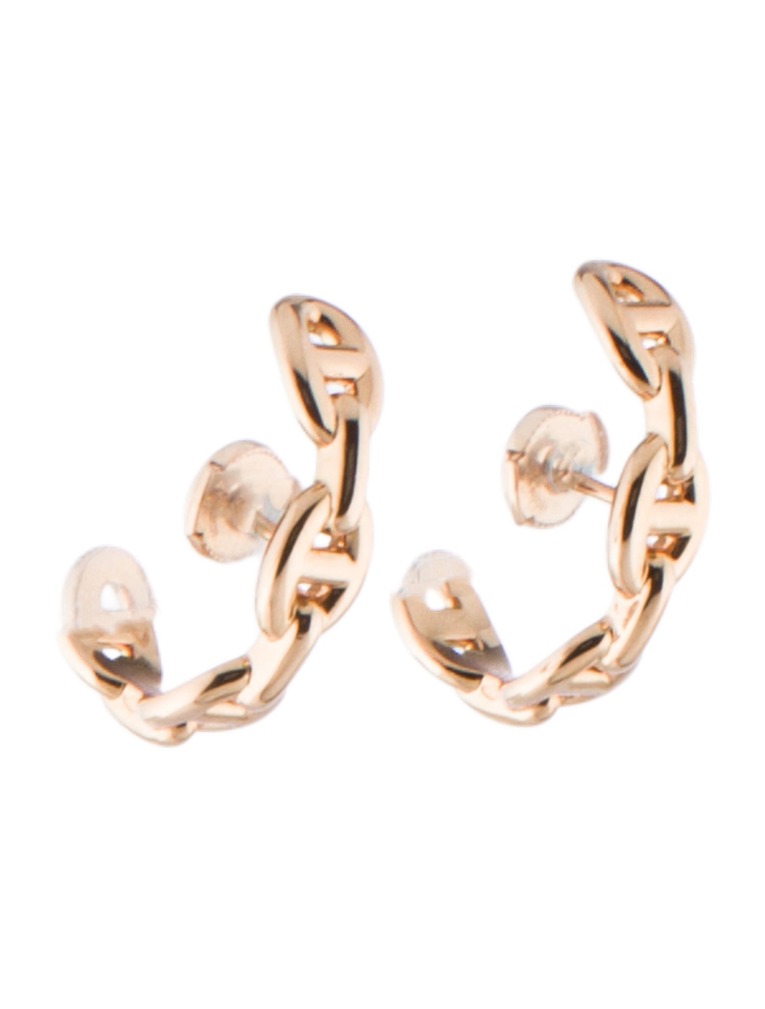 Hermès 18K Chaine d'Ancre Enchainee Huggie Earrings