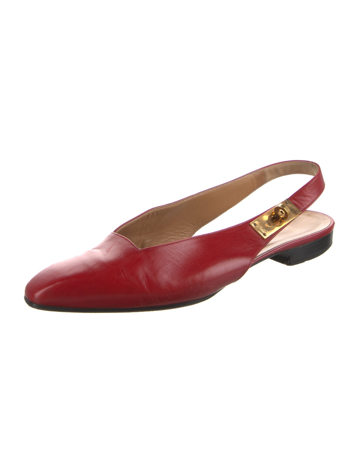 Hermès Vintage Leather Slingback Flats