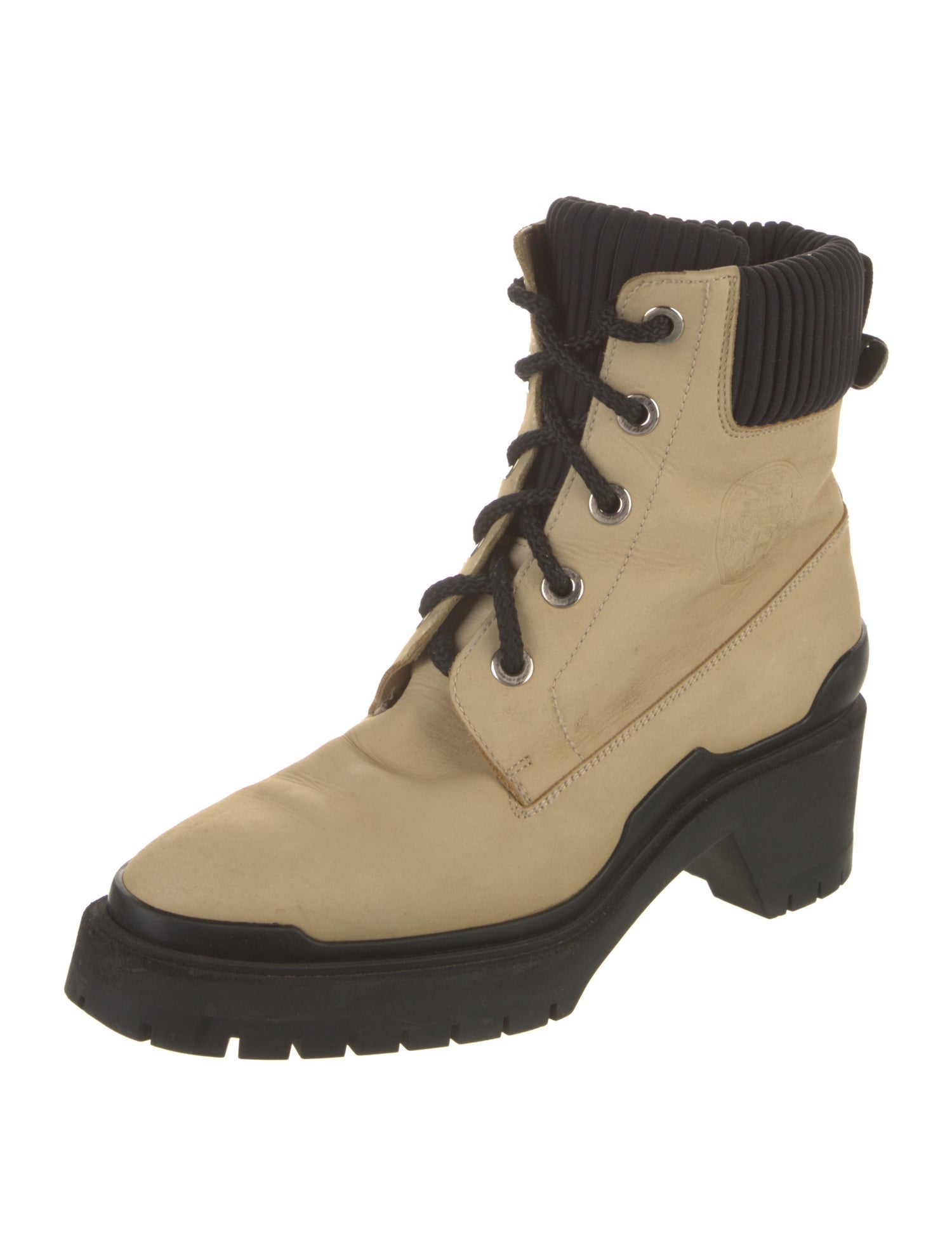 Hermès Nubuck Colorblock Pattern Combat Boots