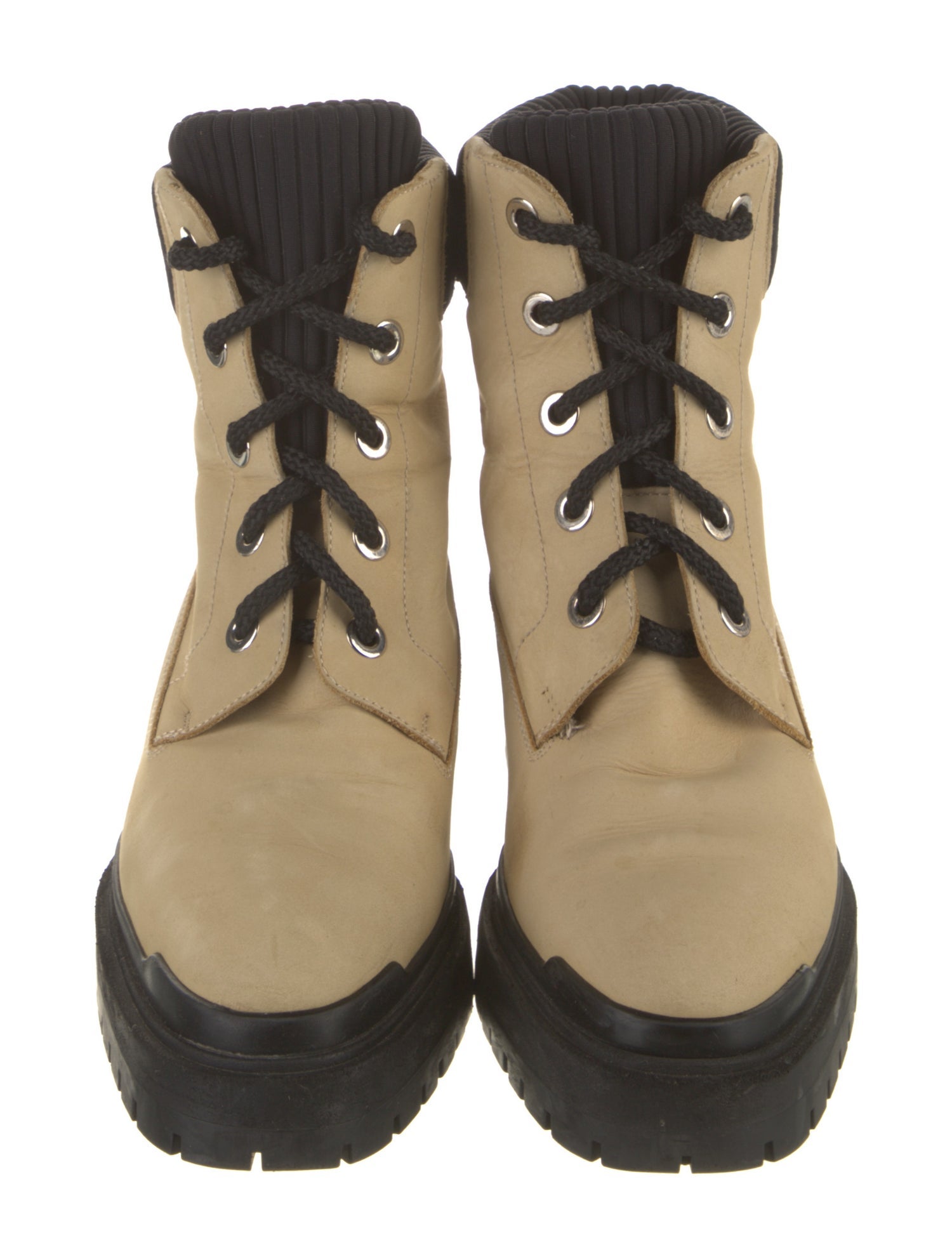 Hermès Nubuck Colorblock Pattern Combat Boots