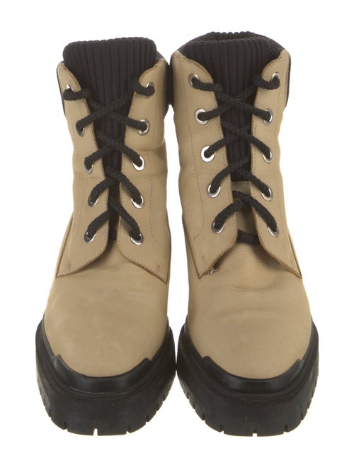 Hermès Nubuck Colorblock Pattern Combat Boots