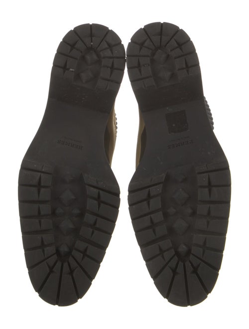 Hermès Nubuck Colorblock Pattern Combat Boots