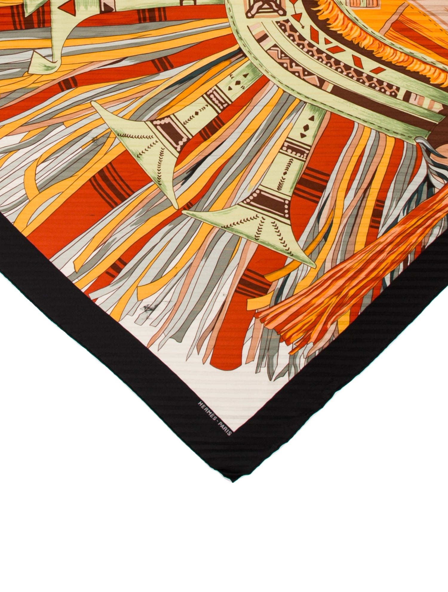 Hermès Cuirs Du Desert Silk Plissé Scarf