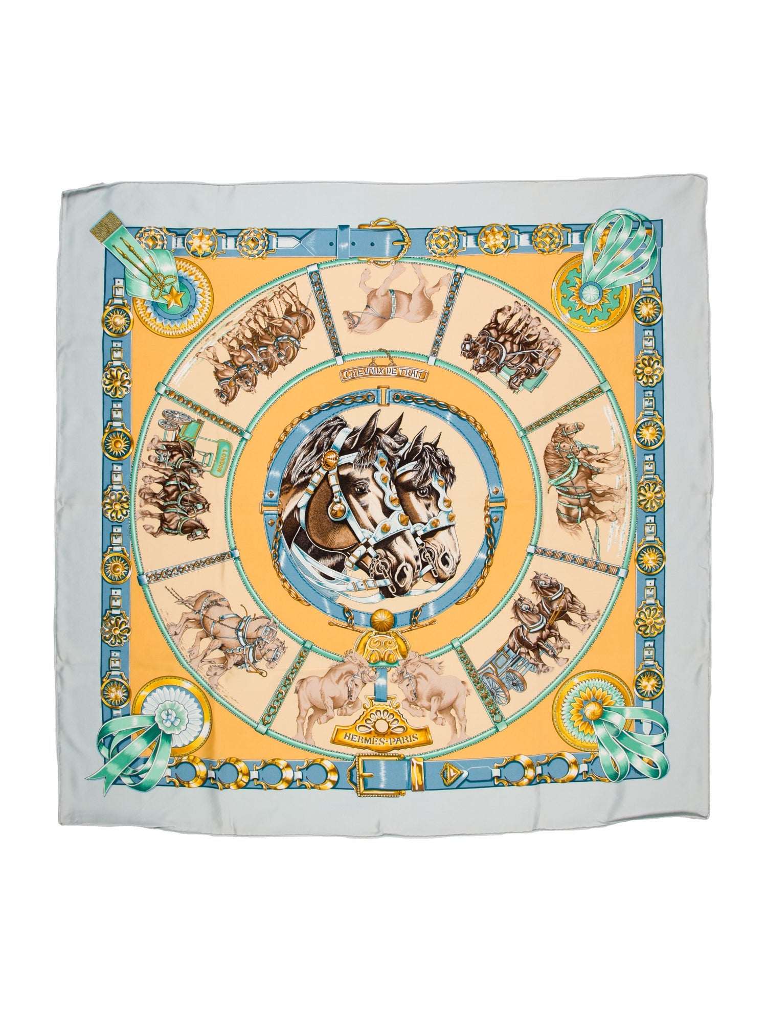 Hermès Chevaux De Trait Silk Scarf