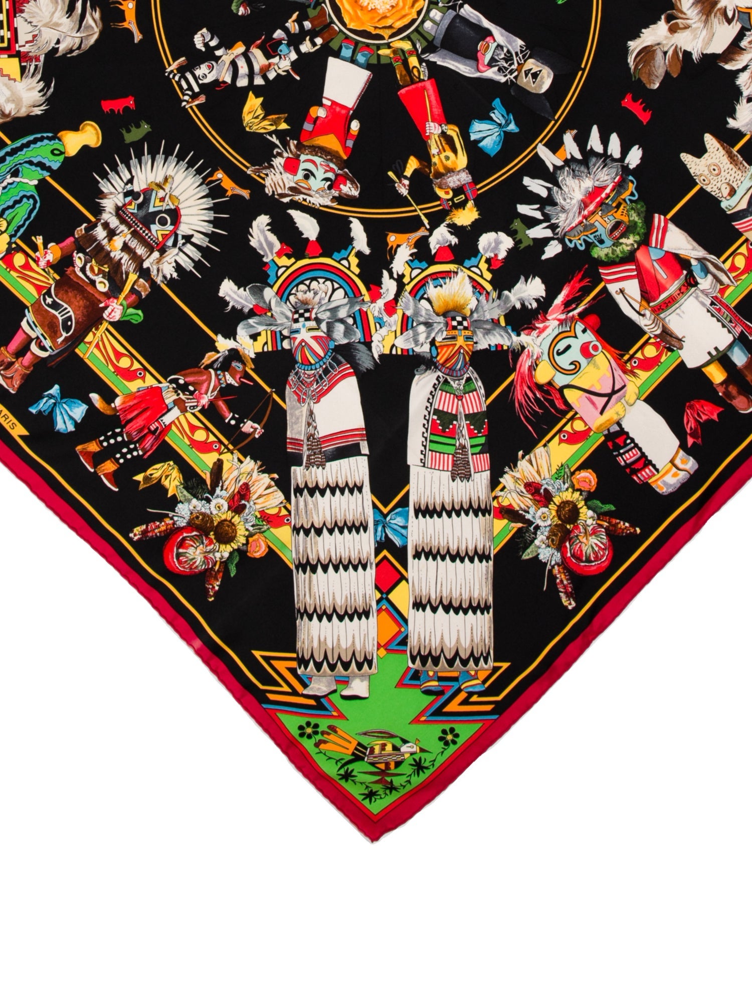 Hermès Red Berries シルクストール Hermes Scarf Stole Red Berries by Leigh P. Cook Black Silk