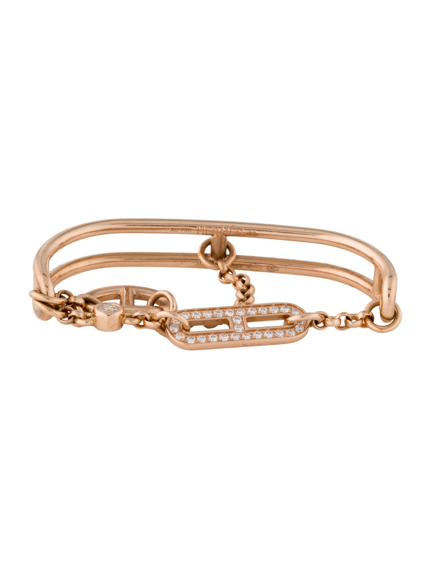 Hermès 18K Diamond Chaine d'Ancre Chaos Double Ring