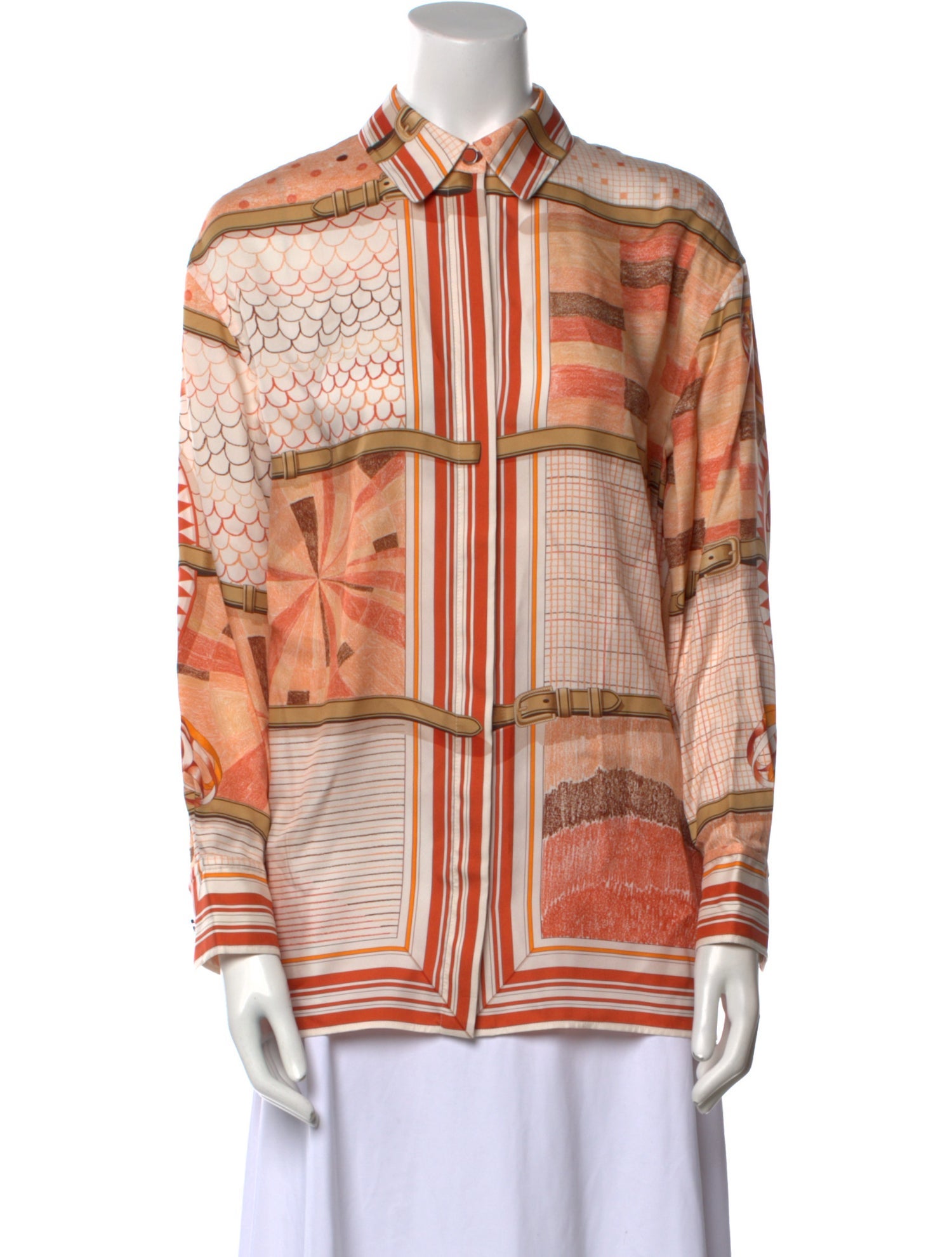 Hermès Silk Printed Button-Up Top w/ Tags