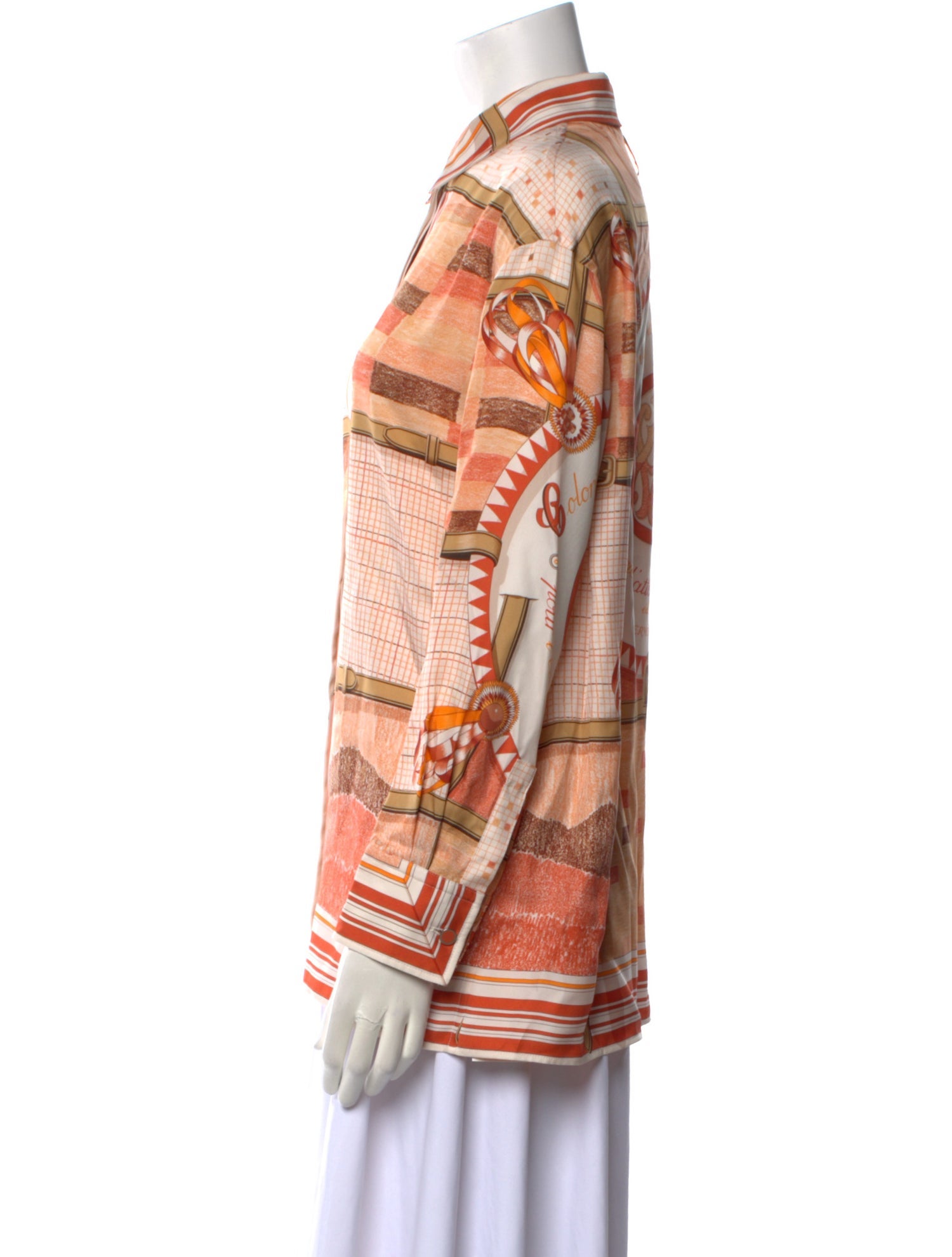 Hermès Silk Printed Button-Up Top w/ Tags