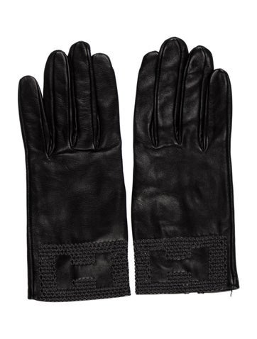 Hermès Gloves & Mittens Embroidered Lambskin