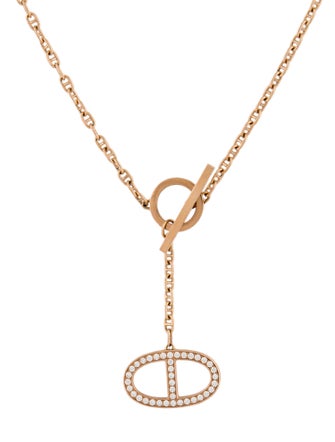 Hermès 18K Diamond Chaine d'Ancre Contour Pendant Necklace, Large Model