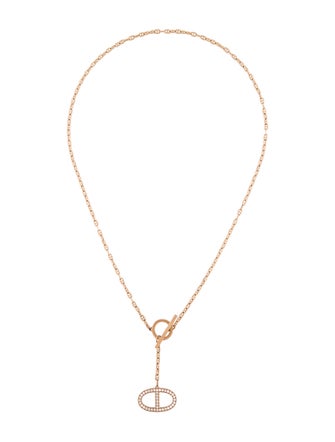 Hermès 18K Diamond Chaine d'Ancre Contour Pendant Necklace, Large Model