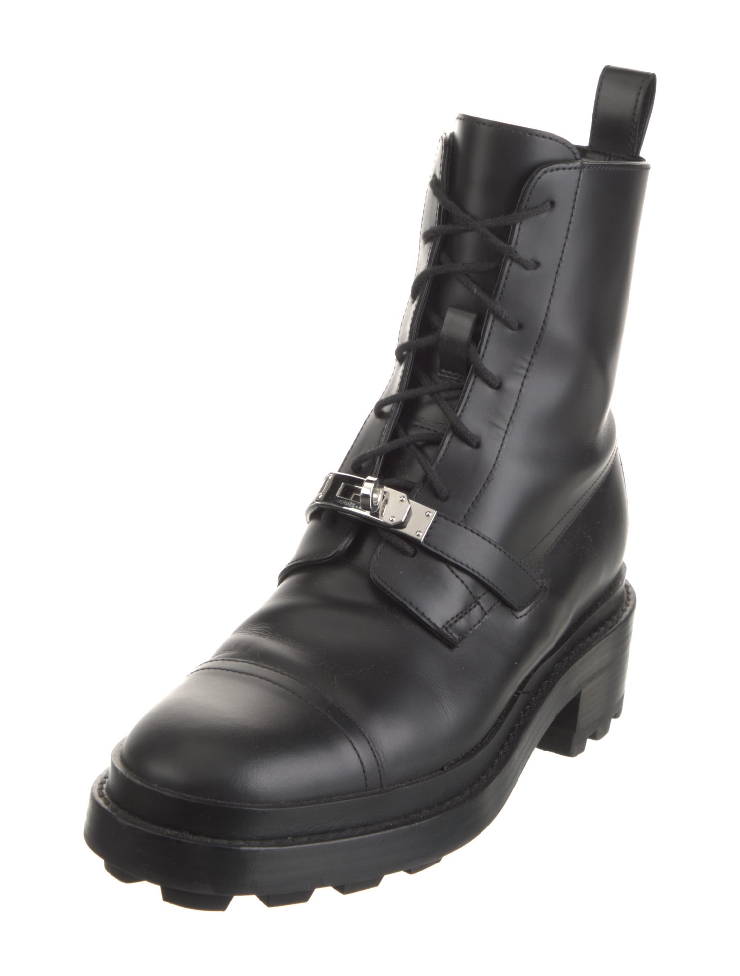 Hermès Funk Leather Combat Boots