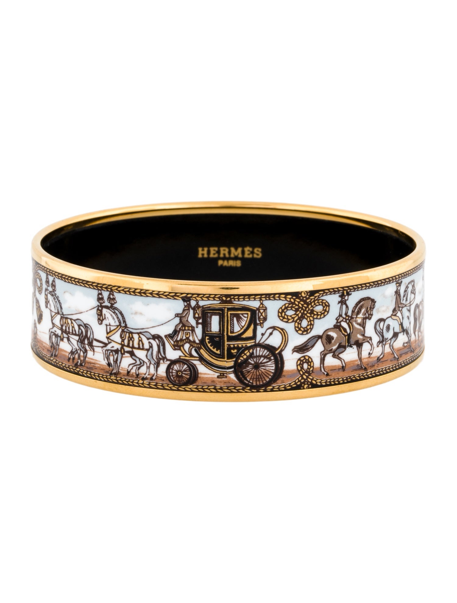 エルメス　HERMES vintage bracelet Estate Vintage HERMES Paris Goldtone Blue Enamel Flag