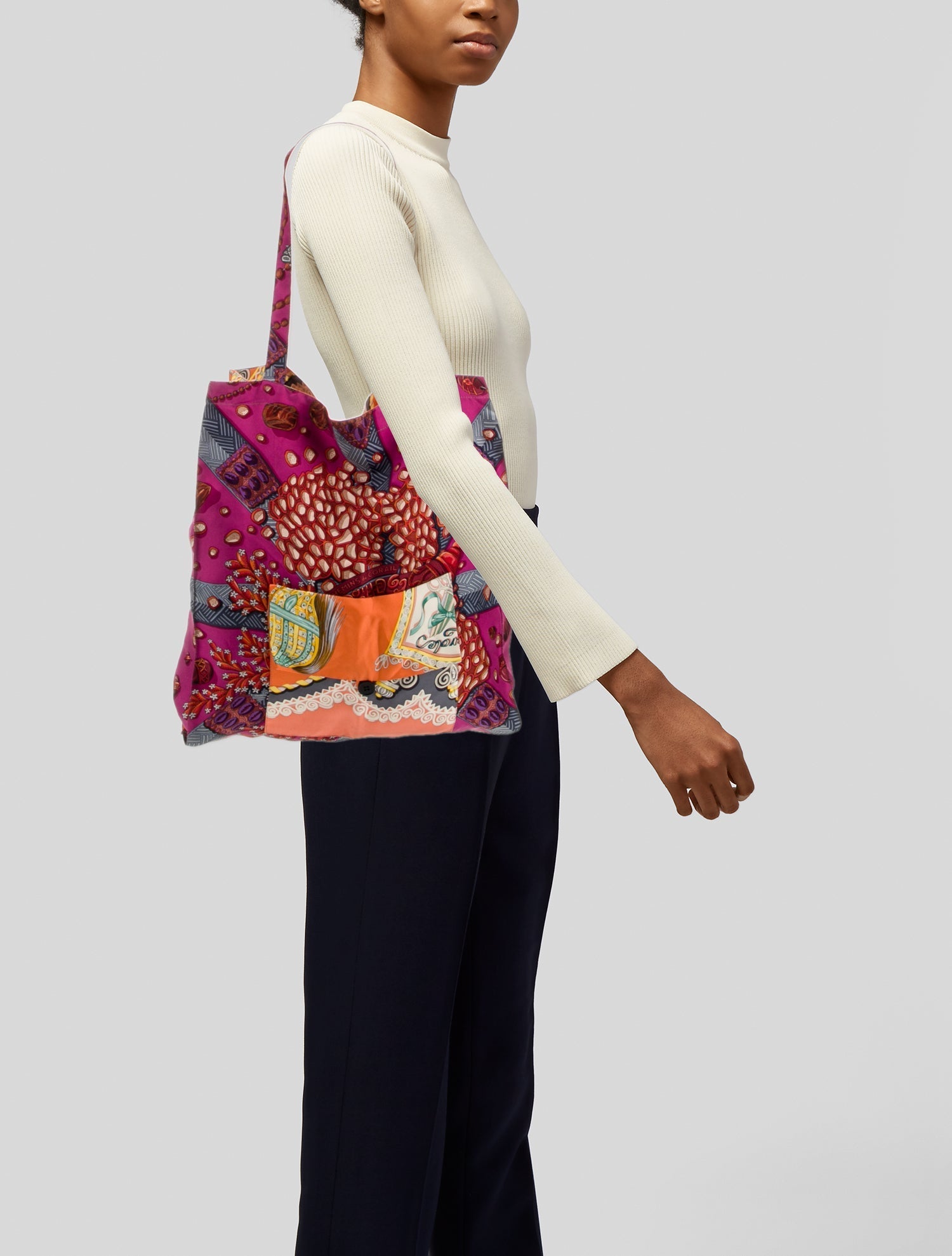 Hermès Petit H Chemins de Corail Silk Shopping Tote