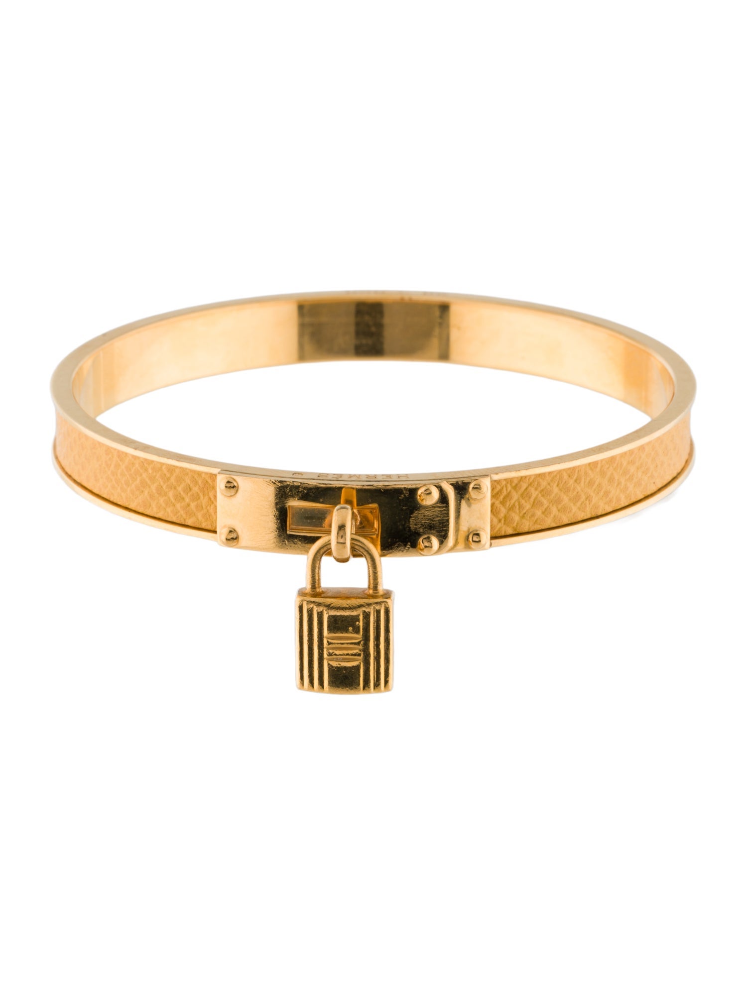Hermès Leather Kelly Cadena Lock Bangle Bracelet