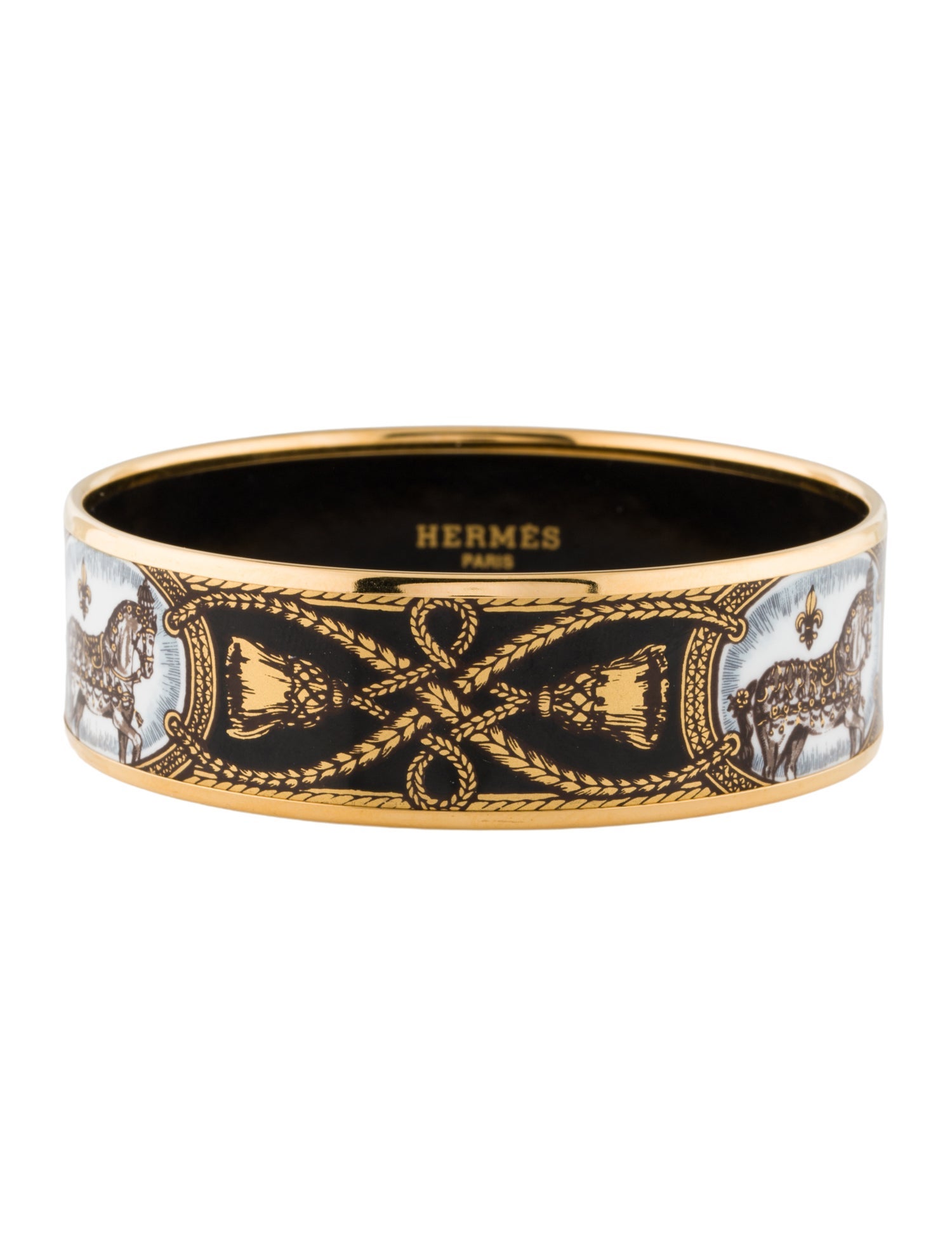Hermès Wide Enamel Bangle Bracelet