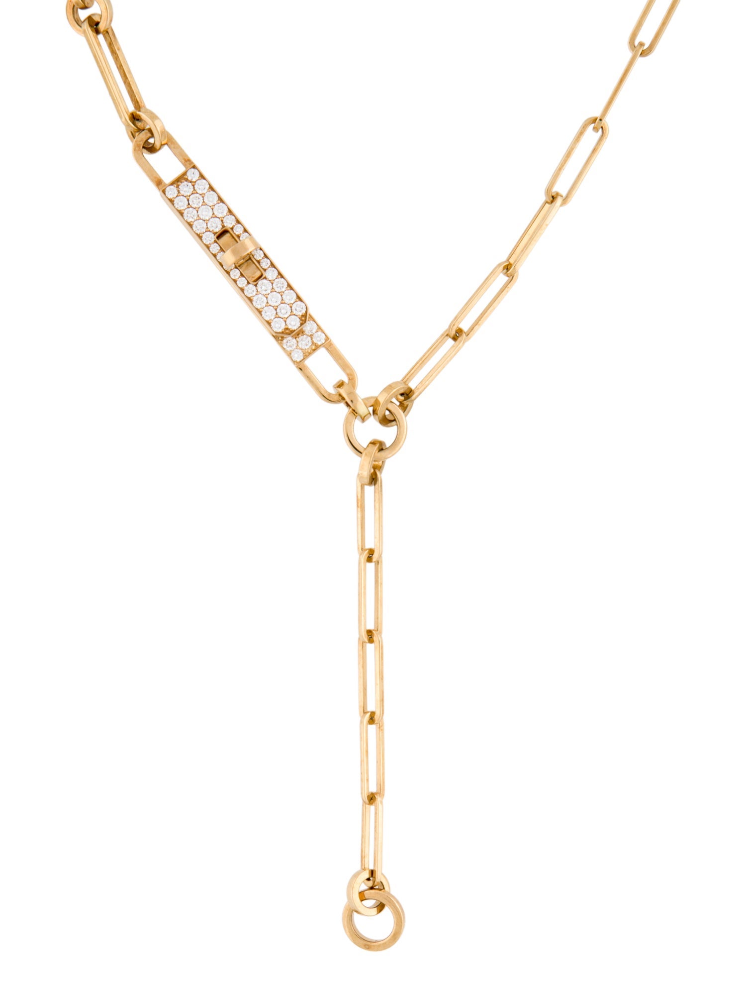Hermès 18K Diamond Kelly Chaine Lariat Necklace