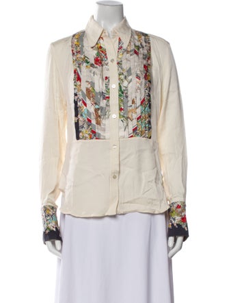 Hermès Silk Printed Button-Up Top