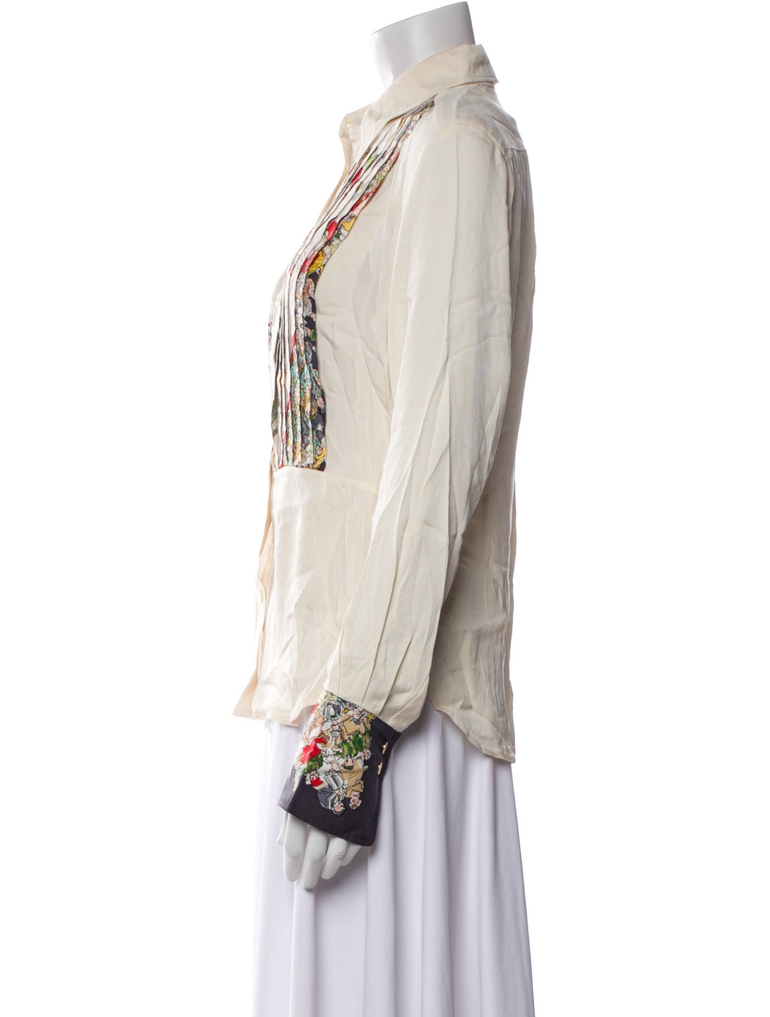 Hermès Silk Printed Button-Up Top